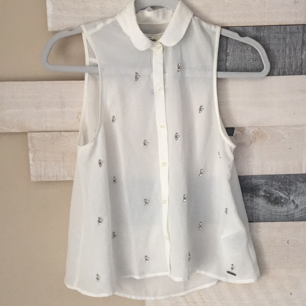 Abercrombie Kids | bedazzled flowy top |semi sheer